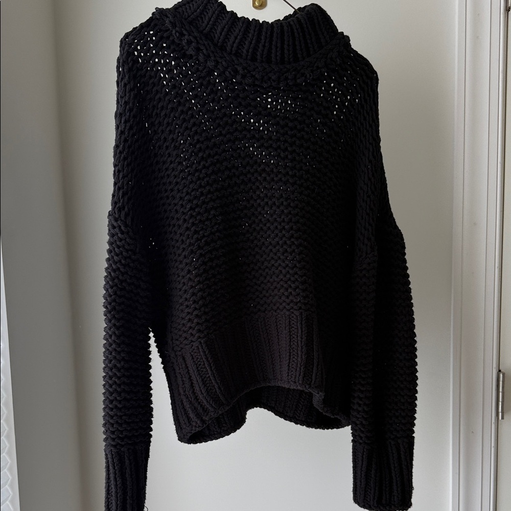 Free People Cozy Black Knit Sweater